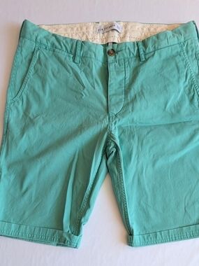 Ben Sherman Chino Shorts Teal Sz 33 golf country club coastal
